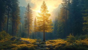 Forest Wallpaper: Scenic Pine Trees and Mountain Landscape Views