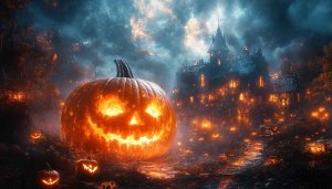 Halloween Wallpaper: Pumpkin, Haunted House, Spooky Night, 4k Wallpaper