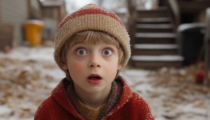 Surprised Boy Wallpaper, Winter Wallpaper, Kid Wallpaper, 4K Wallpaper