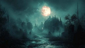 Halloween Wallpaper: Spooky Castle Moonlit Night Dark Wallpaper 4k