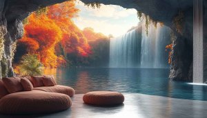 Cave Waterfall Wallpaper, Nature Scenery, 4k Wallpaper For Desktop