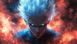 Anime Wallpaper: Fiery Aura Character Art for Phone and Desktop