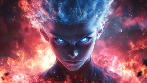 Fiery Anime Boy Wallpaper, 4k Fantasy Character Art