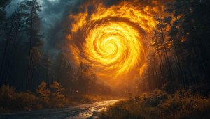 Fantasy Sky Wallpaper: Fiery Vortex, Forest Scenery Wallpaper For Desktop