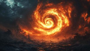 Epic Storm Wallpaper: Hurricane, Fire, Sea, 4k Wallpaper, Desktop