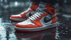 Air Jordan Shoes Wallpaper: Rainy Day Sneaker Aesthetic for Desktop