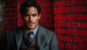 Handsome Man Wallpaper, Stylish Portrait, Red Brick, Model Wallpaper