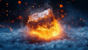 Fiery Ice Cube Wallpaper for Desktop, 4k Background