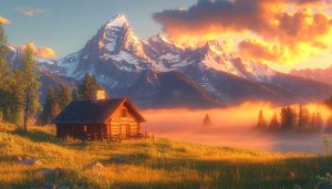 Cabin Wallpaper: Mountain Scenery, Landscape Wallpaper, Nature Wallpaper