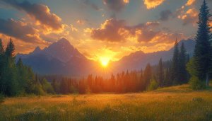 Sunset Mountain Wallpaper: Scenic Nature Landscape for Desktop & Mobile