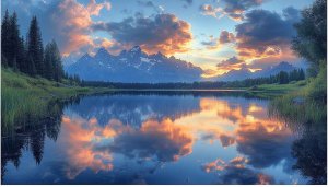 Mountain Lake Reflection Wallpaper, Scenic Landscape, 4k Wallpaper, Nature Wallpaper