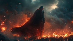 Epic Knight Wallpaper: Warrior in Flames HD Fantasy Background