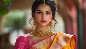 Indian Woman Saree Wallpaper, Traditional Jewelry 4K Wallpaper For Mobile