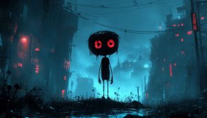 Creepy Rainy Night Wallpaper, Dark Aesthetic Illustration, 4K Wallpaper