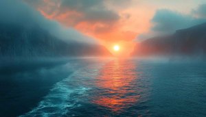 Beautiful Sunset Ocean Wallpaper, Scenery Landscape Backgrounds, Nature Wallpaper