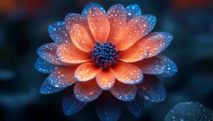Orange and Blue Flower Wallpaper for Desktop & Mobile 4K