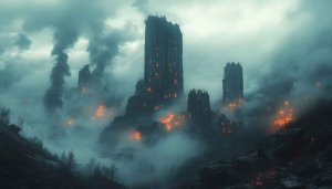 Dark Fantasy City Wallpaper, Apocalypse, Medieval, Ruin, 4K, Desktop
