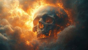 Fiery Skull Wallpaper: High-Resolution Grim Reaper Art For Desktop
