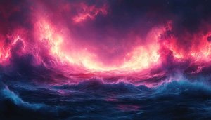 Ocean Wave Wallpaper: Aurora Borealis Inspired, 4k Desktop Background