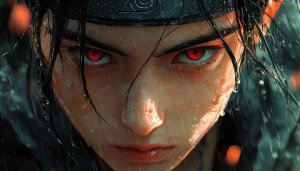 Itachi Uchiha Anime Wallpaper, Sharingan Eyes, Rain, 4k Wallpaper