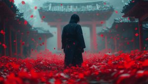 Samurai Wallpaper, Anime Wallpaper, Warrior, Red Foliage, Japanese Aesthetics