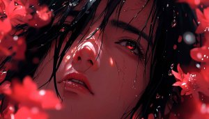 Anime Girl Crying Wallpaper, Red Eyes, 4k Wallpaper for Desktop