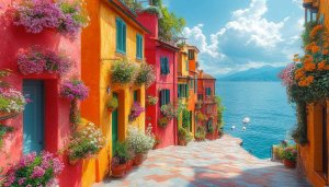 Italy Village Wallpaper, Colorful Buildings, Sea View Wallpaper 4K