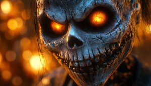 Halloween Zombie Wallpaper 4K, Scary Skull Background, Horror Theme Art