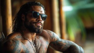 Tattoo Wallpaper: Bearded Man with Sunglasses for Desktop and Mobile
