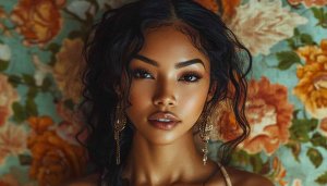 Elegant Woman Portrait Wallpaper: Beauty, Model, Fashion, Floral Background