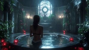 Rainy Day Spa Wallpaper, 4k Wallpaper, Aesthetic Wallpaper, Girl Wallpaper