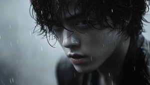 Rain Wallpaper: Moody Portrait, Male Model, Aesthetic, 4K, Laptop