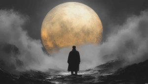 Giant Moon Wallpaper, Fantasy Landscape Wallpaper, Dark Aesthetic Wallpaper