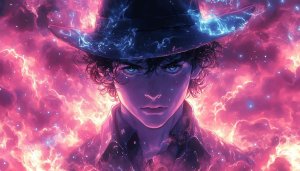 Anime Boy with Hat Wallpaper in 4K Pink Clouds