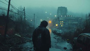 Post-Apocalyptic City Wallpaper, Dystopian Landscape 4k Wallpaper, Dark Rainy Theme