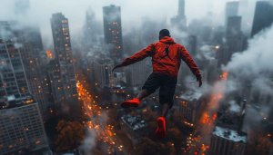 Cityscape Jordan Man Wallpaper, Urban Scene, Modern Art Wallpaper