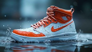 Orange Jordan Shoe Wallpaper, Sneaker Wallpaper, Water Drops Wallpaper HD