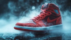 Air Jordan Shoe Wallpaper: Red High Top Sneaker 4K Wallpaper