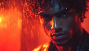 Man Portrait Wallpaper: Dramatic, Moody, Red Theme, Laptop and Mobile