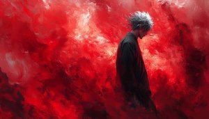Anime Red Aesthetic Wallpaper | Artistic Man Portrait Phone Background