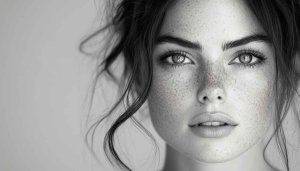 Freckles Girl Wallpaper: Portrait Wallpaper, Black and White Photography Wallpaper