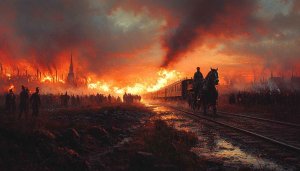 Historical War Scene Wallpaper, Train & Horse Carriage Wallpaper 4K
