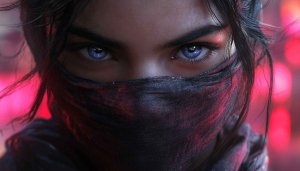 Anime Girl Wallpaper: Mysterious Eyes, Masked Woman, 4k PC Wallpaper