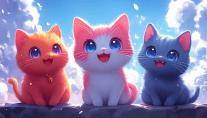 Cute Kitten Wallpaper: Cartoon Cat Art Background for Desktop