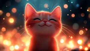 Cute Cat Wallpaper, Smiling Kitten, Pet Background, 4K Desktop
