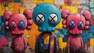 Kaws Painting Wallpaper, Graffiti Art, Colorful Kaws, Skull Art