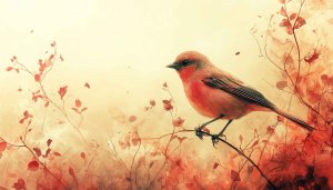 Red Bird Wallpaper: Autumn Theme, Birdsong, Artistic Background