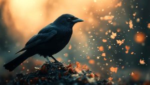 Raven Wallpaper, Autumn Leaves Background for Desktop, Laptop, Mobile