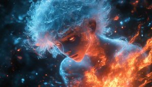 Fire and Ice Anime Wallpaper, Elemental Art Concept Wallpaper
