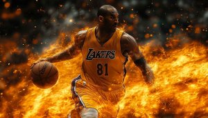Kobe Bryant Lakers Basketball Wallpaper 4k, Fire Background, HD